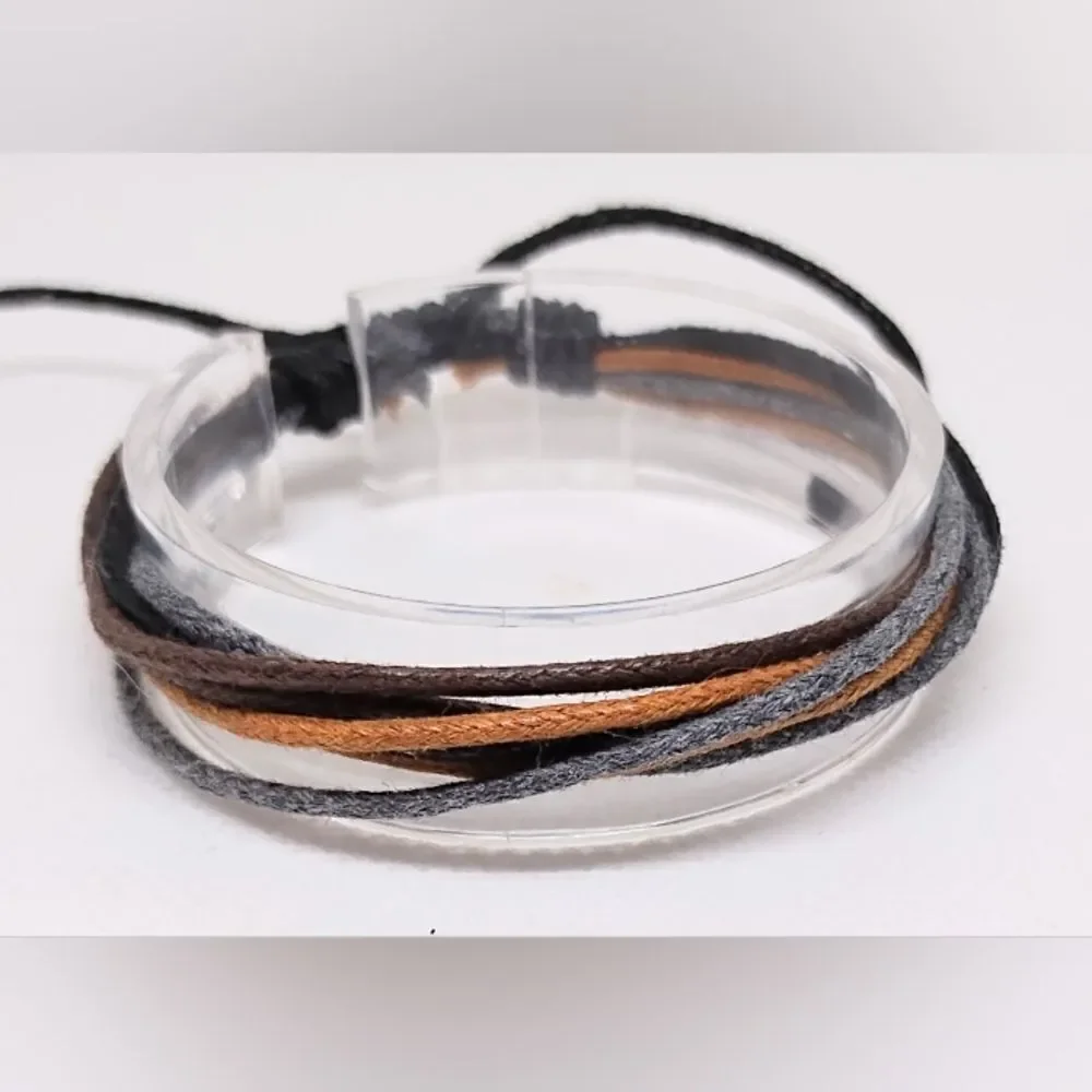 Men's leather bracelet‎ layered brown new e35